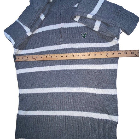 American Eagle Outfitters 1/4 Zip White Gray Sweater - Men’s Medium - Picture 2 of 10